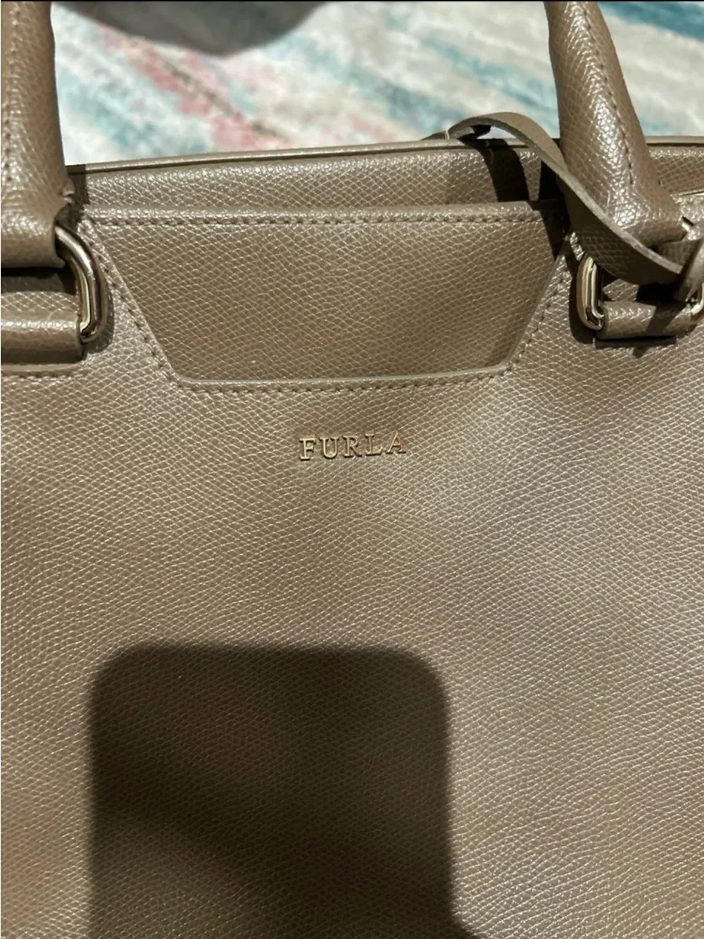 Furla Dolly Medium Pebbled Leather Satchel with Gold Charm